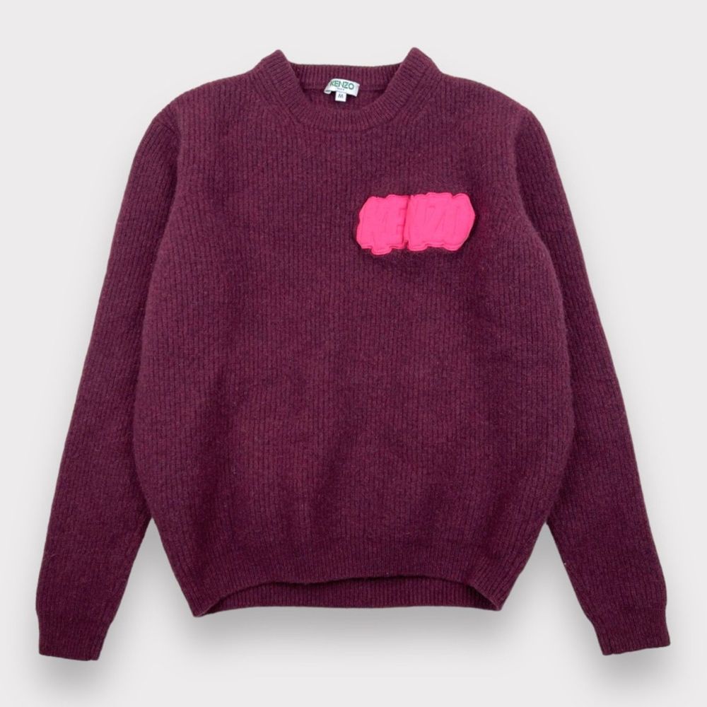 KENZO Paris Burgundy Pink Ribbed Crewneck Sweater Women's Size XS/S